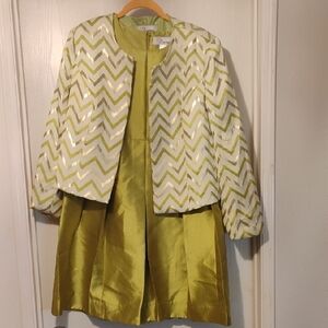 Elegant Chevron Blazer and Dress Set